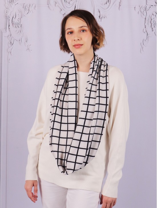 Jersey Loop Plaid Print Scarf